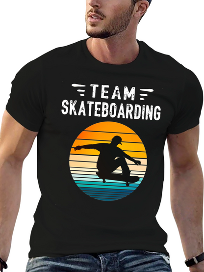 Team Skateboarding T-Shirt Retro Sunset Design