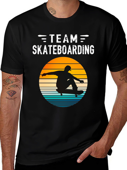 Team Skateboarding T-Shirt Retro Sunset Design