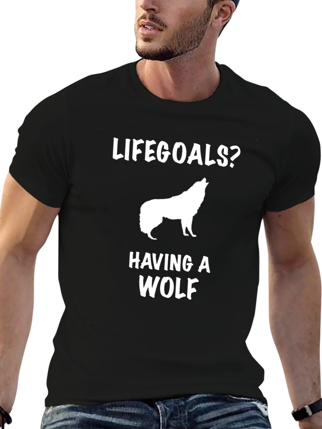 Life Goals Wolf T-Shirt - Black Graphic Tee