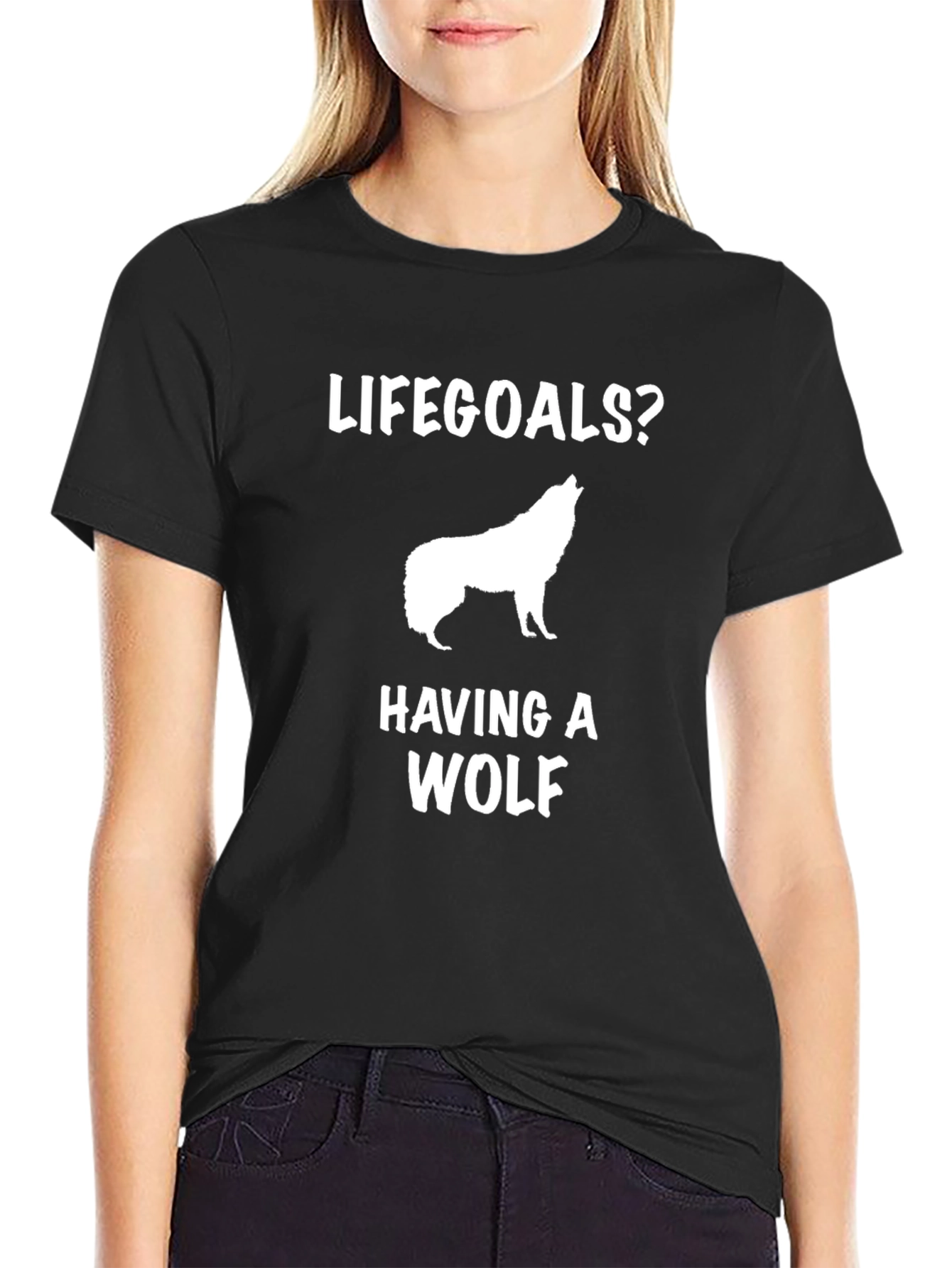 Life Goals Wolf T-Shirt - Black Graphic Tee