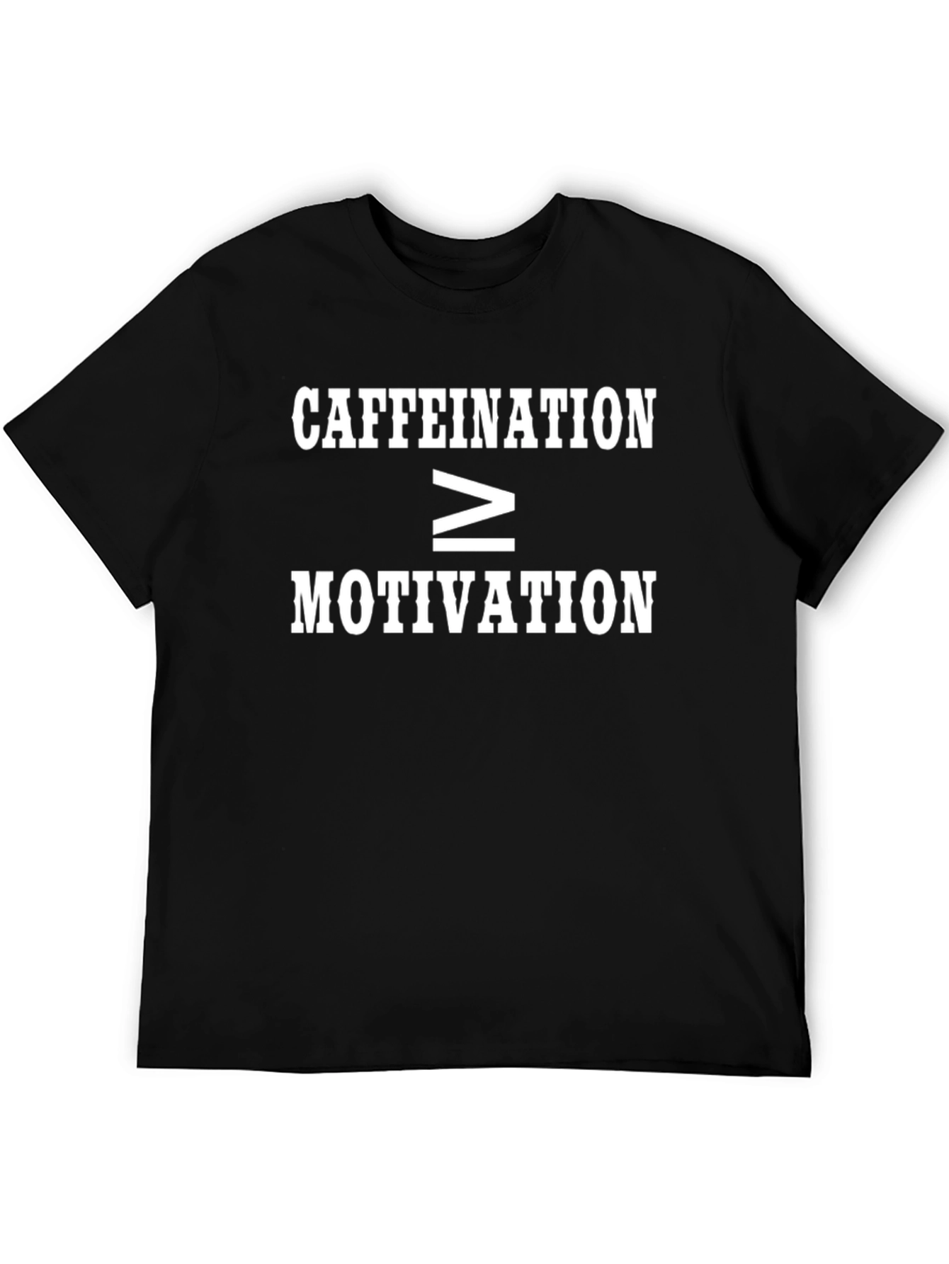 Caffeination Over Motivation Black Graphic Tee