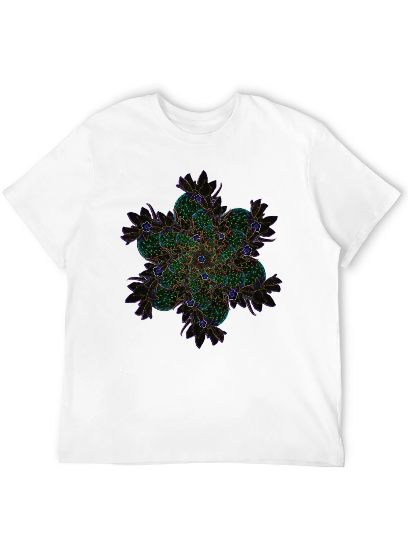Abstract Floral Mandala Graphic Tee - Black