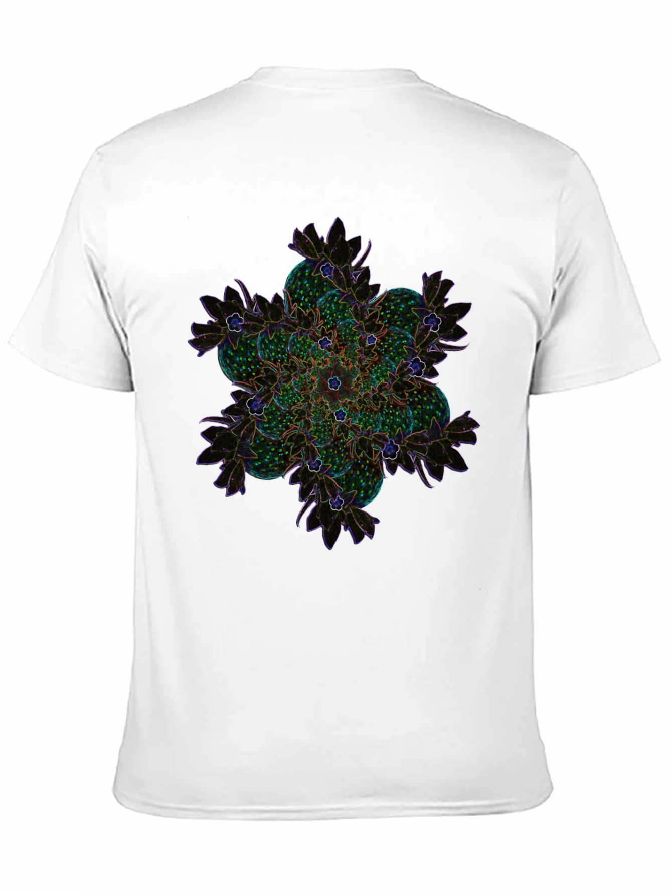 Abstract Floral Mandala Graphic Tee - Black