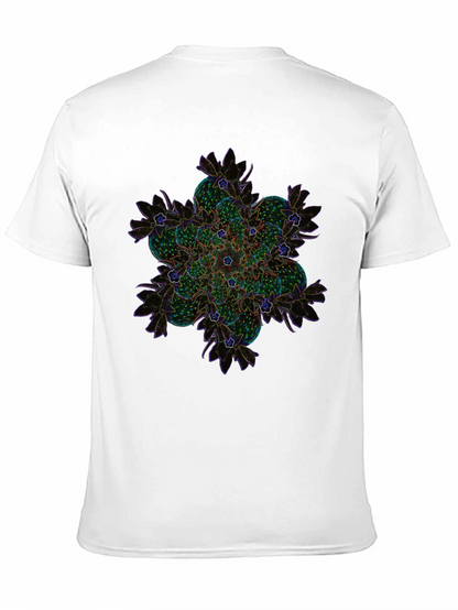 Abstract Floral Mandala Graphic Tee - Black