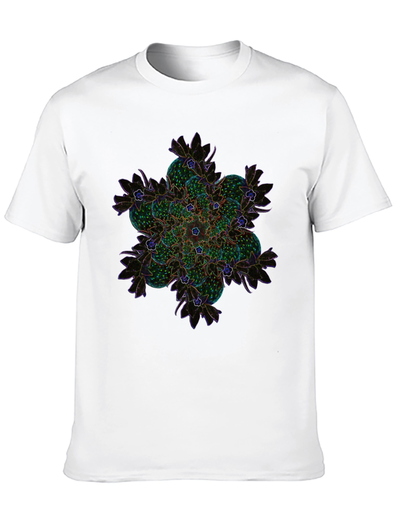 Abstract Floral Mandala Graphic Tee - Black