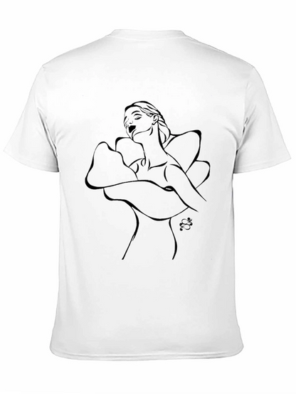 Elegant Black Line Art T-Shirt