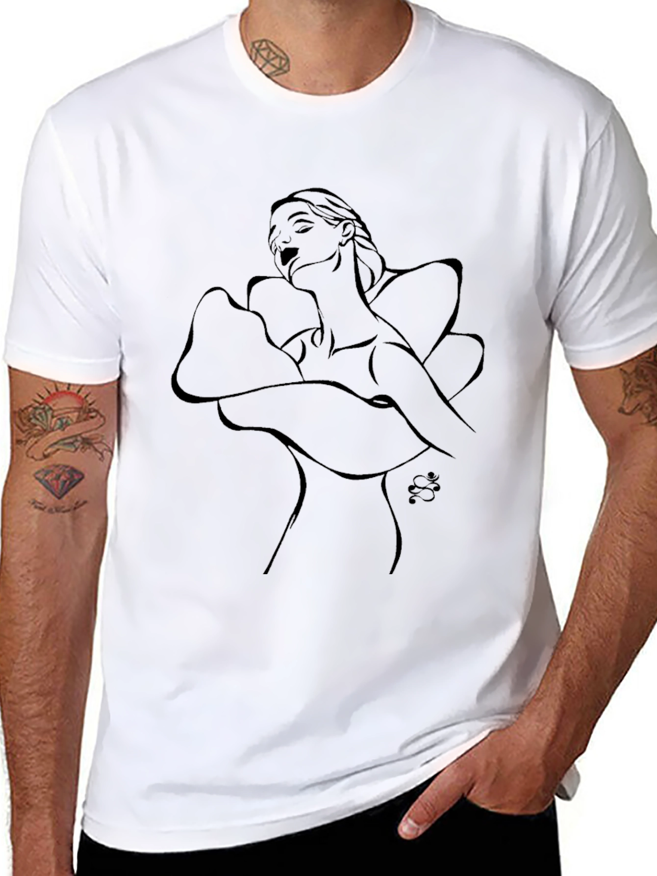 Elegant Black Line Art T-Shirt