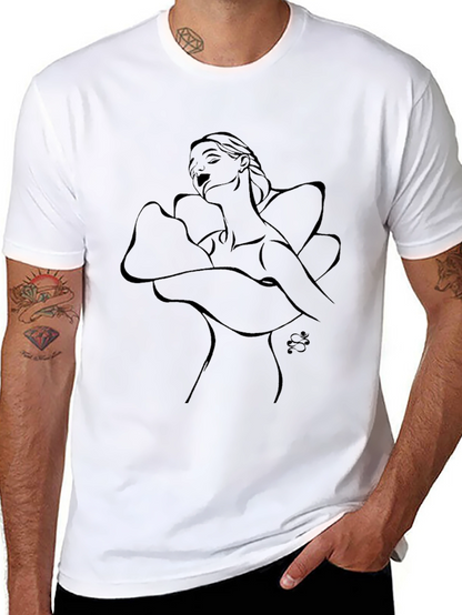 Elegant Black Line Art T-Shirt