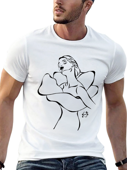 Elegant Black Line Art T-Shirt