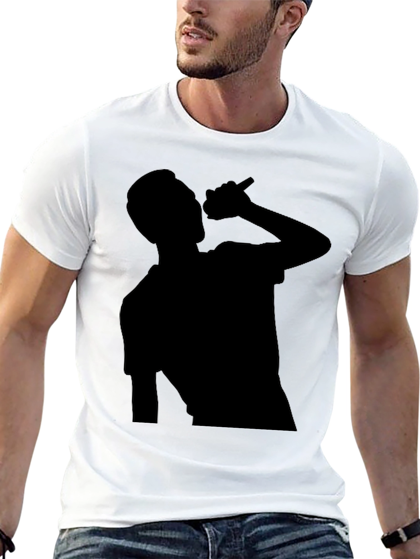 Silhouette Singer Graphic Tee - Black Cotton T-Shirt