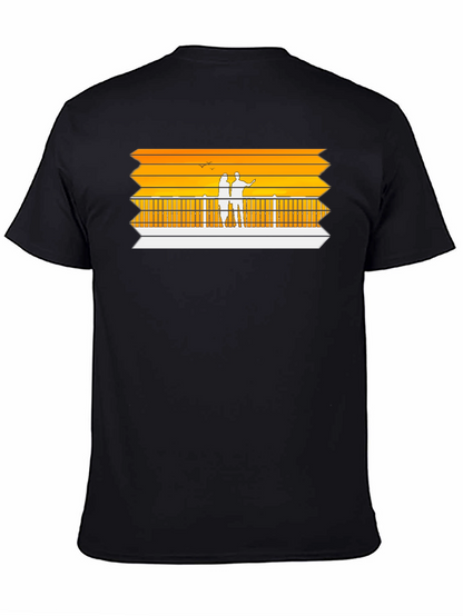 Sunset Pier Graphic Tee - Black Casual Shirt