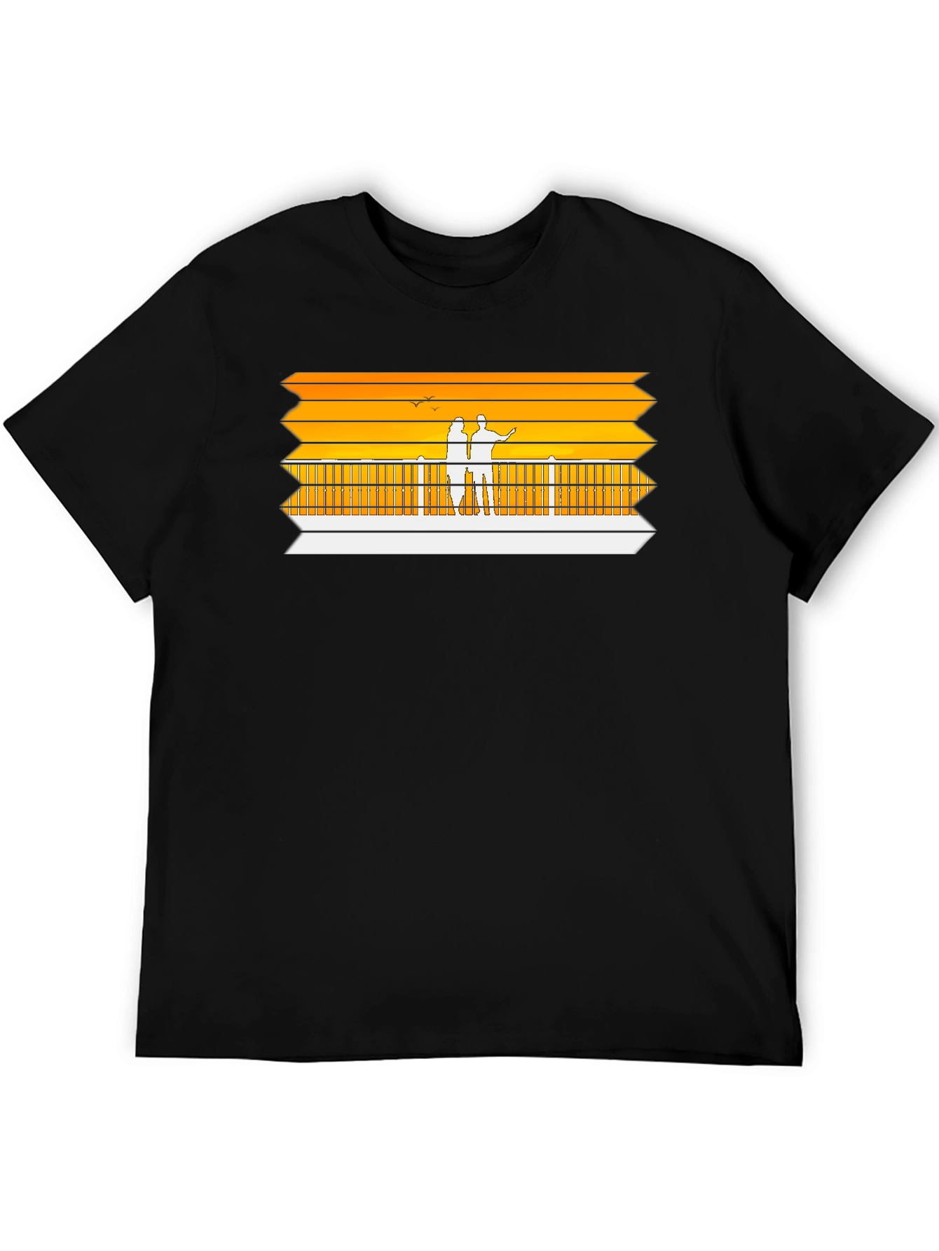 Sunset Pier Graphic Tee - Black Casual Shirt