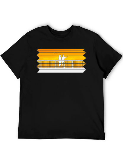 Sunset Pier Graphic Tee - Black Casual Shirt
