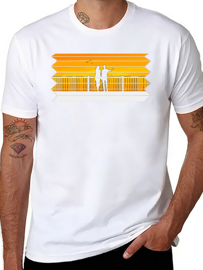 Sunset Pier Graphic Tee - Black Casual Shirt