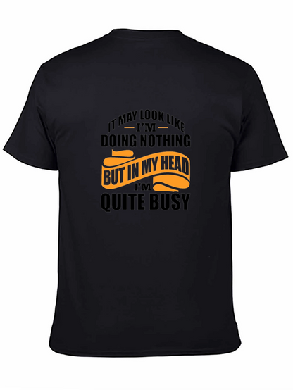 Funny Graphic Tee: Busy Mind Mens Black T-Shirt