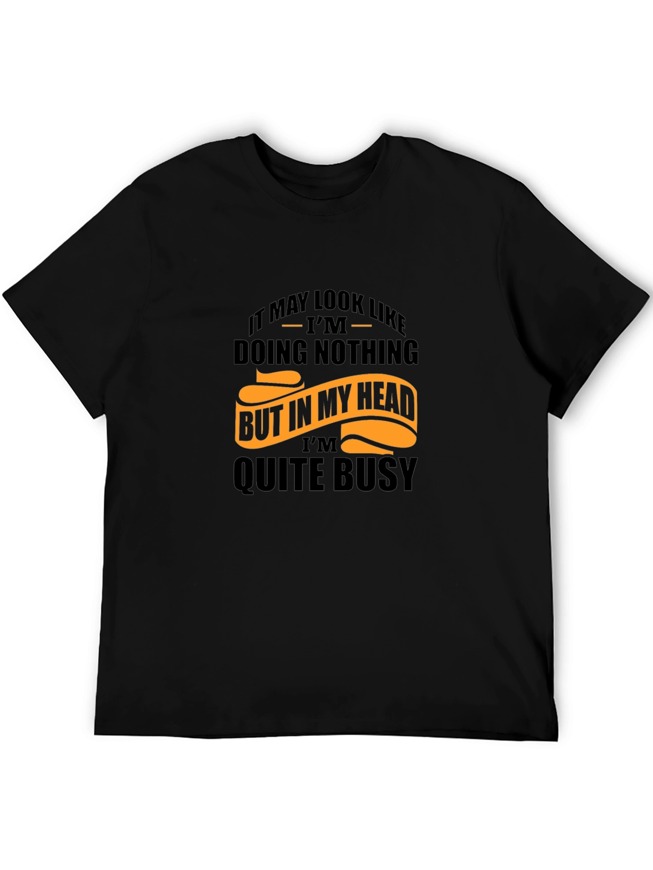 Funny Graphic Tee: Busy Mind Mens Black T-Shirt