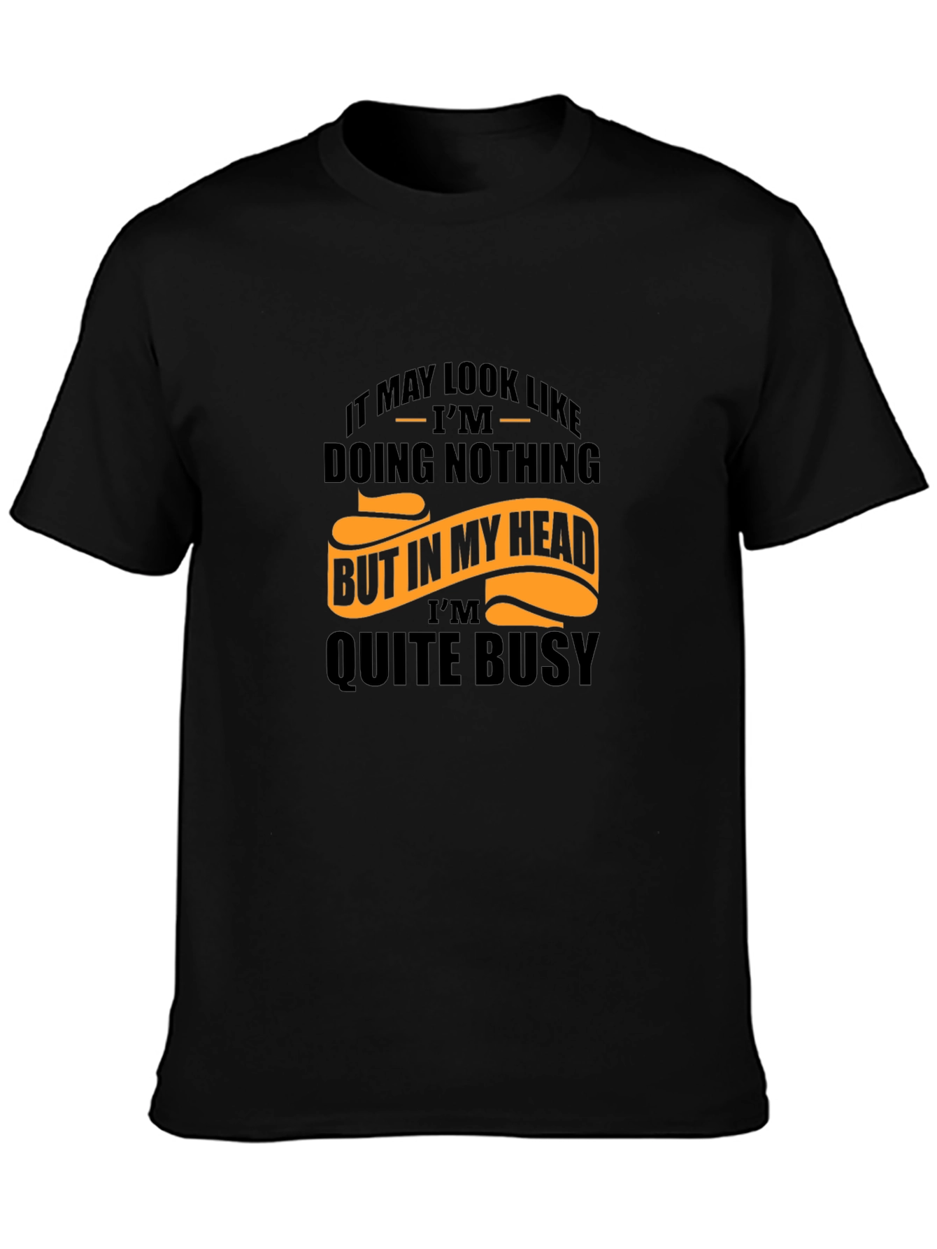 Funny Graphic Tee: Busy Mind Mens Black T-Shirt