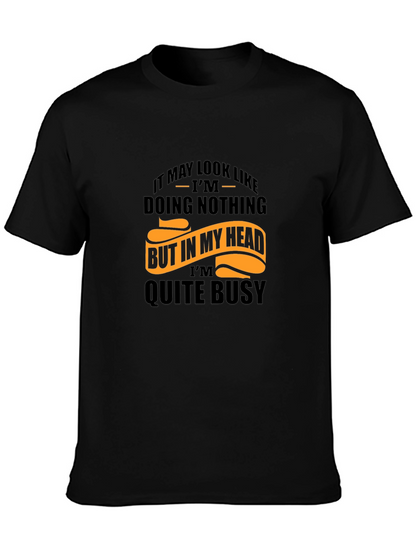 Funny Graphic Tee: Busy Mind Mens Black T-Shirt