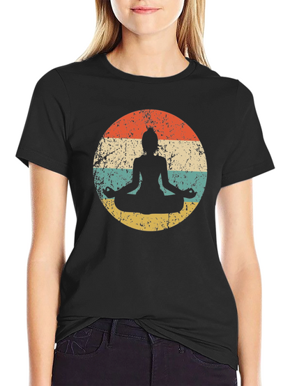 Retro Yoga Meditation T-Shirt - Distressed Design