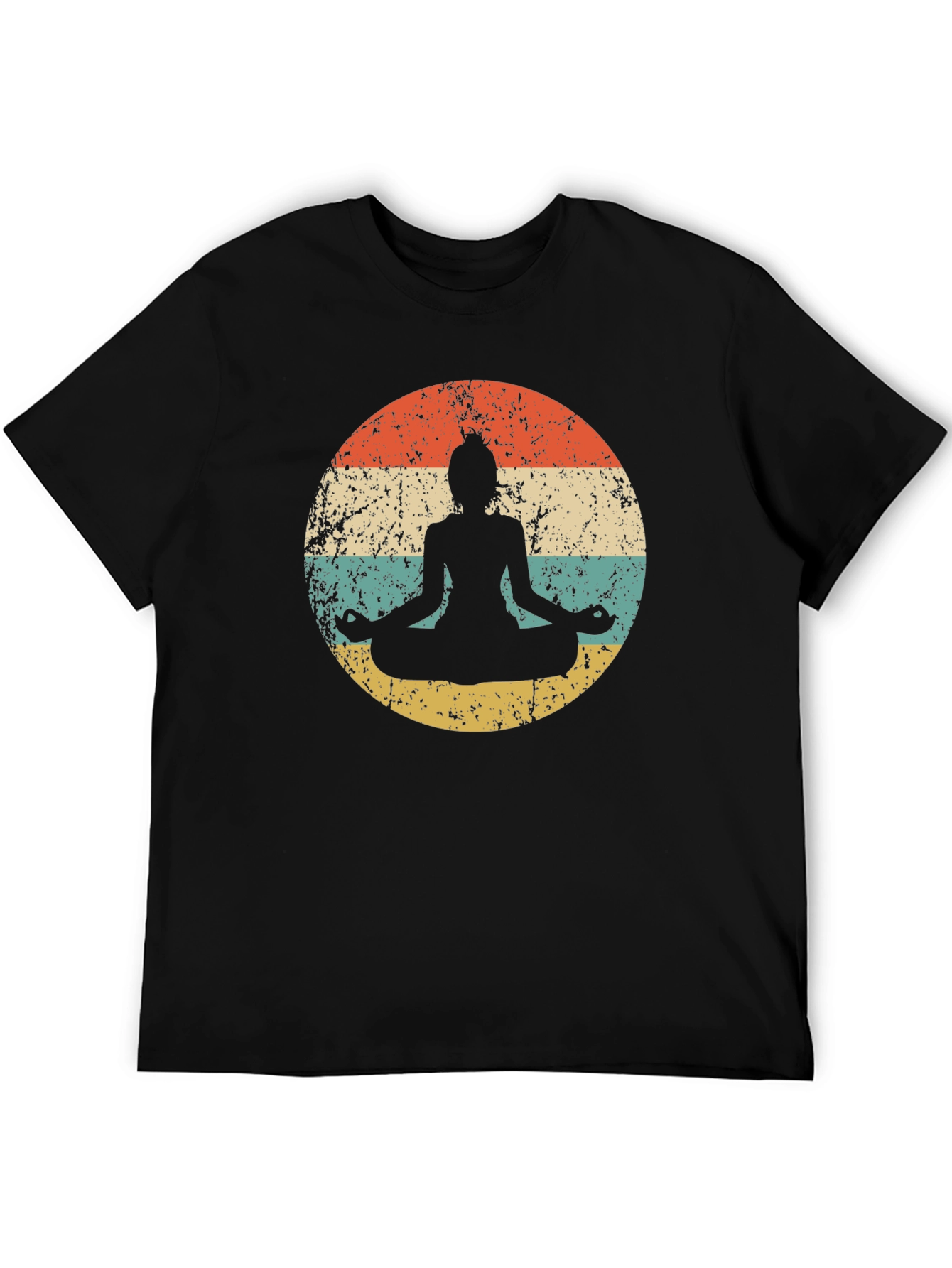 Retro Yoga Meditation T-Shirt - Distressed Design