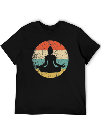 Retro Yoga Meditation T-Shirt - Distressed Design