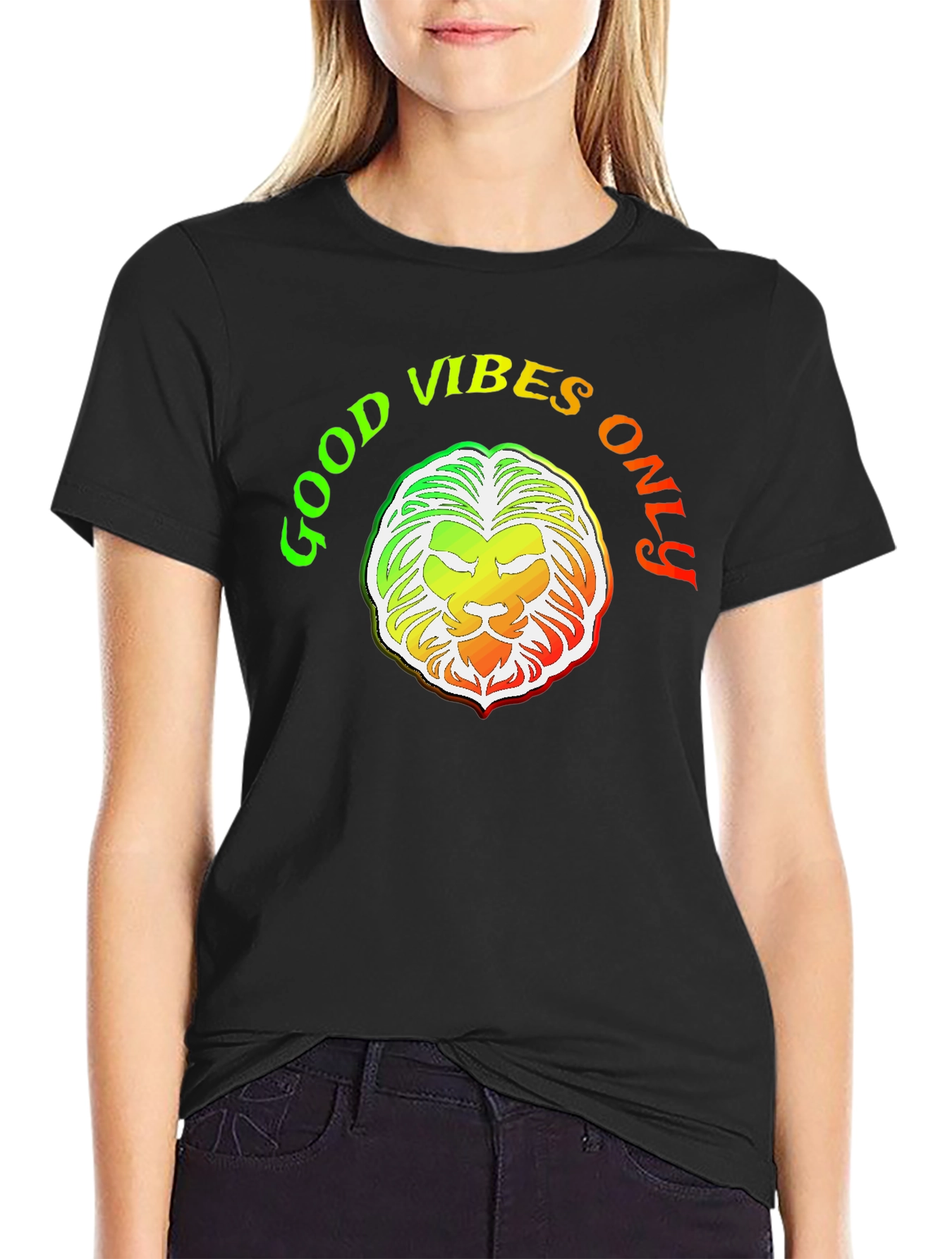 Good Vibes Only Lion Graphic T-Shirt