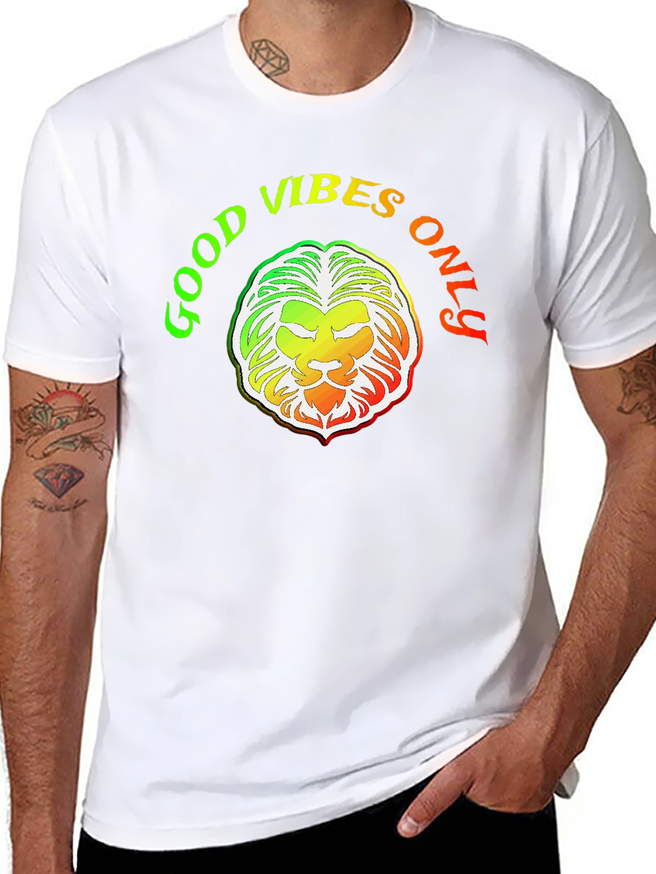 Good Vibes Only Lion Graphic T-Shirt