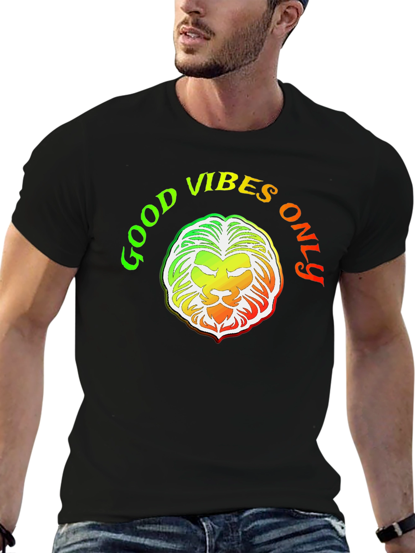 Good Vibes Only Lion Graphic T-Shirt