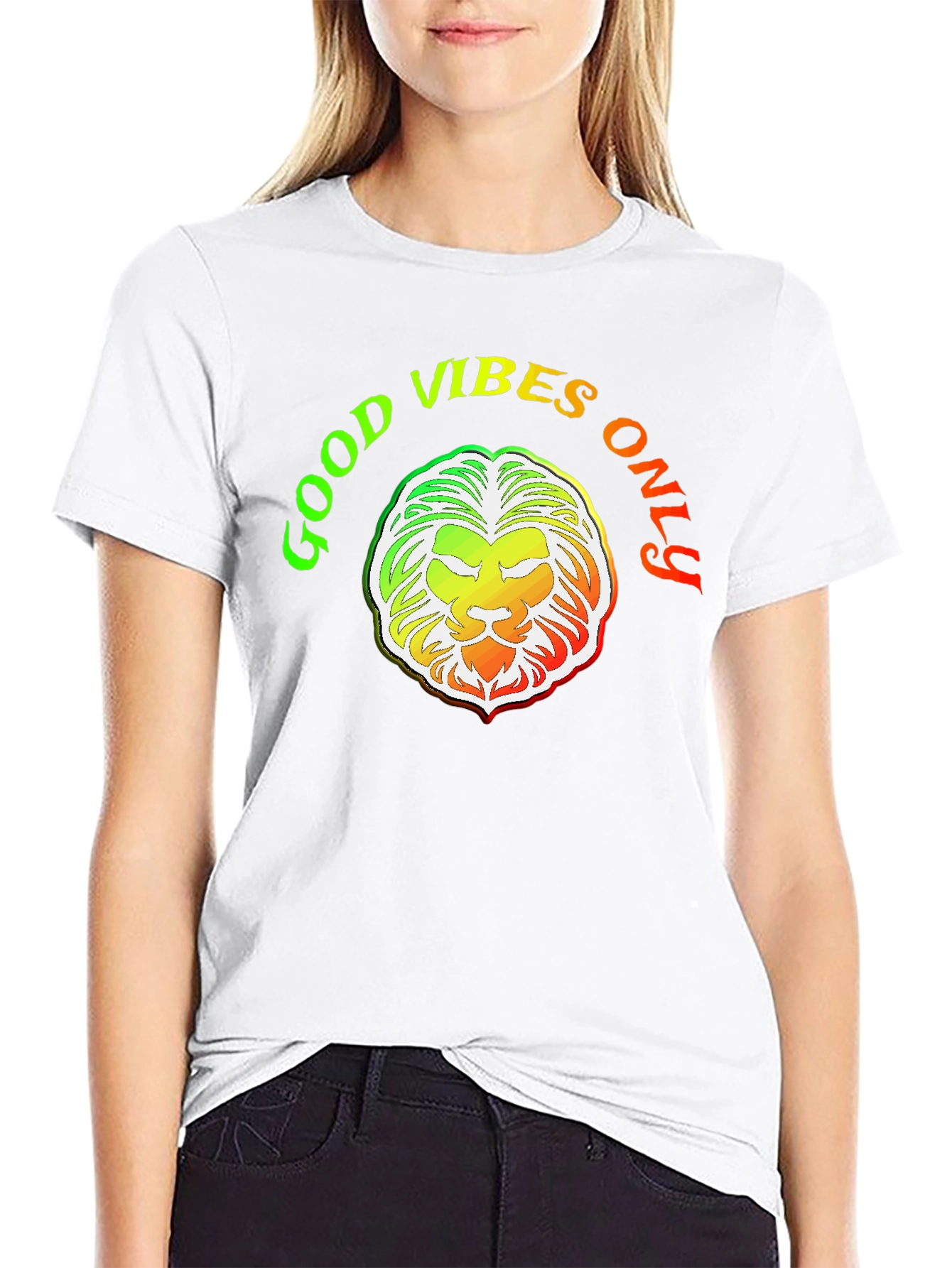 Good Vibes Only Lion Graphic T-Shirt