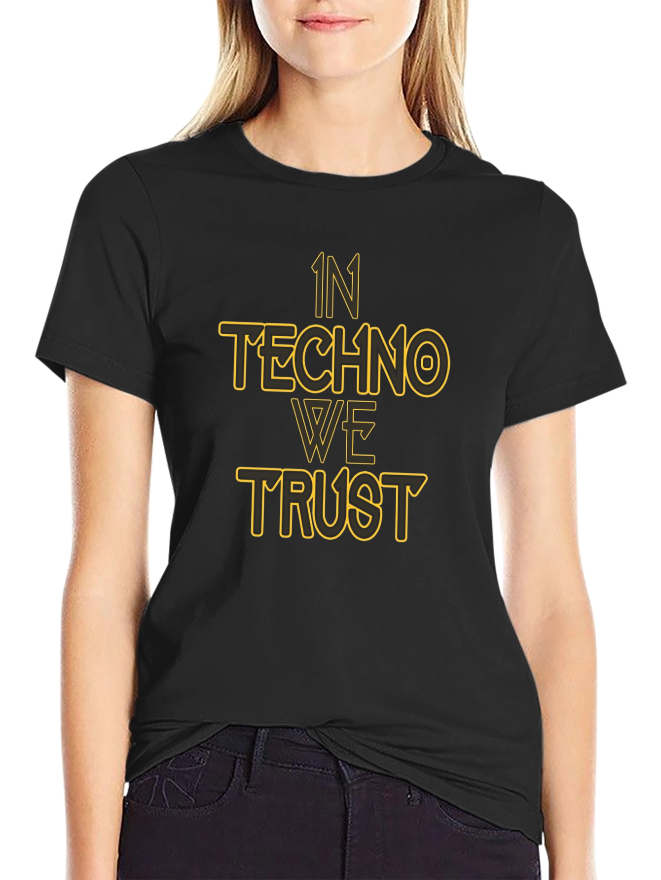 In Techno We Trust Black Graphic T-Shirt