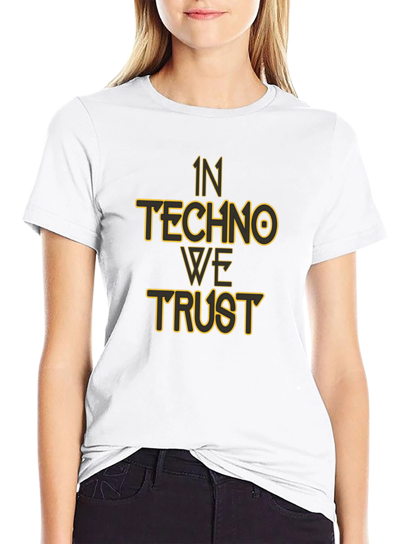 In Techno We Trust Black Graphic T-Shirt