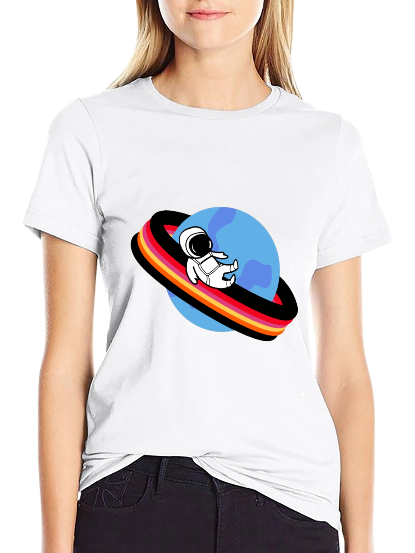 Astronaut Planet Graphic Tee - Black T-Shirt