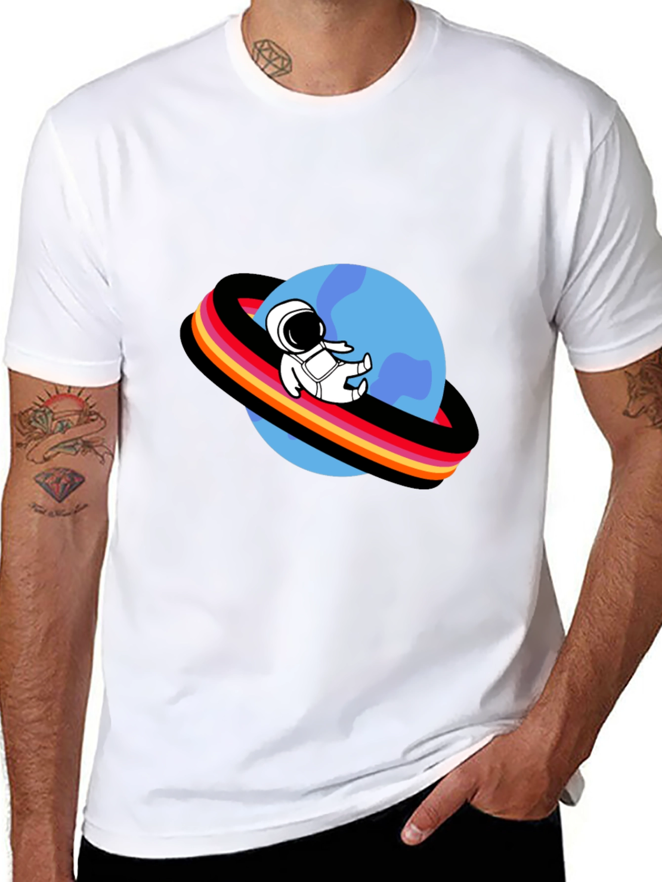 Astronaut Planet Graphic Tee - Black T-Shirt