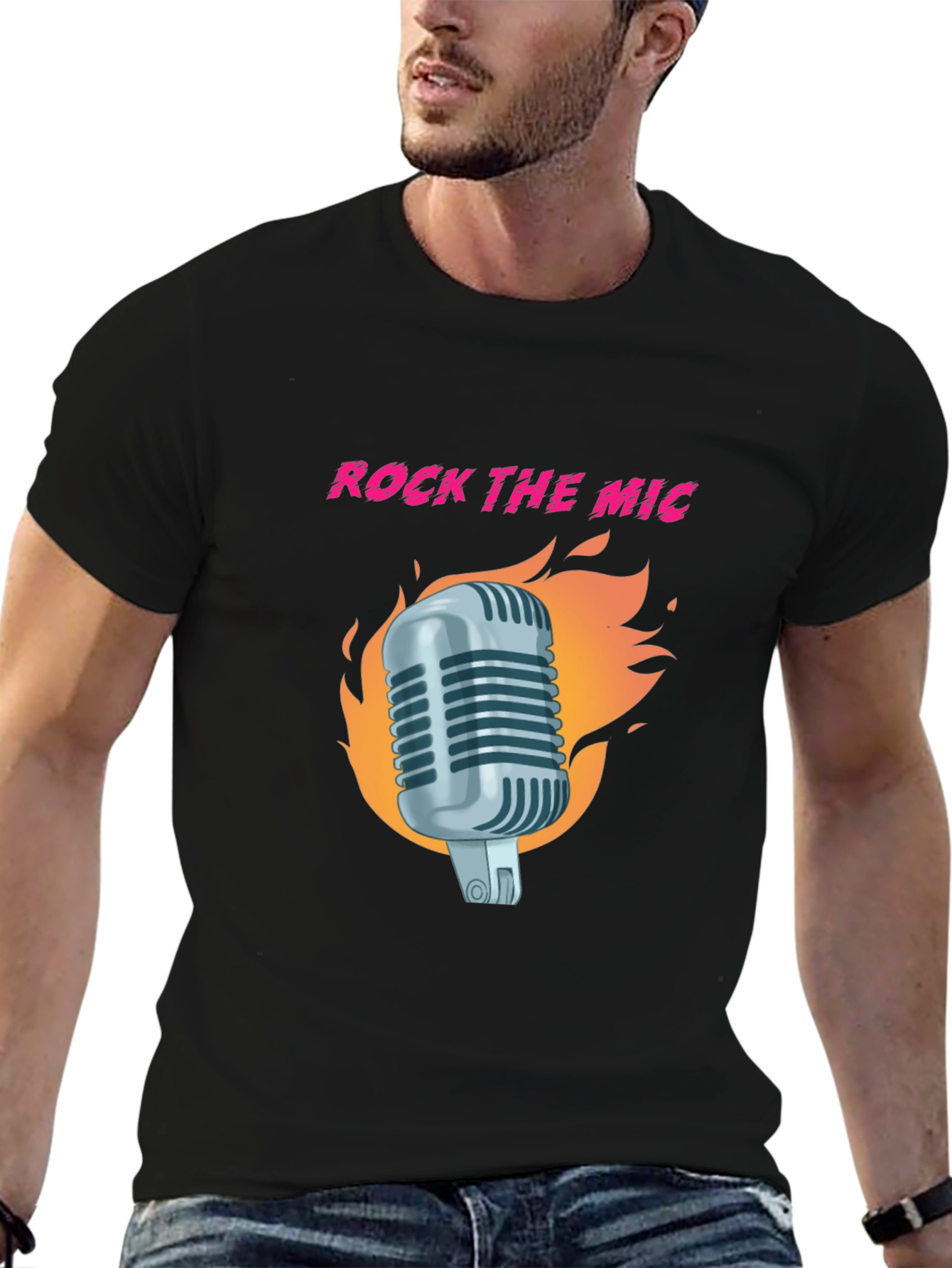 Rock the Mic Graphic T-Shirt - Black