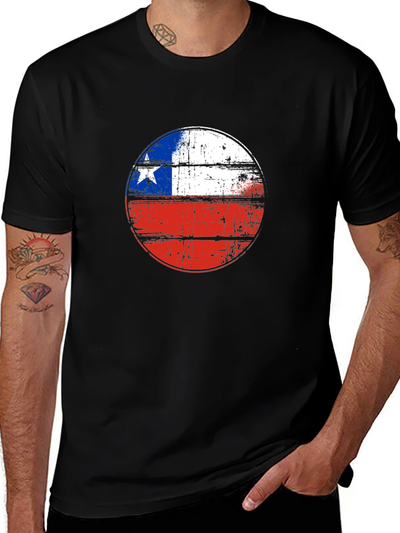 Chile Flag Graphic Tee - Distressed Design