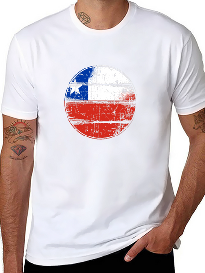 Chile Flag Graphic Tee - Distressed Design