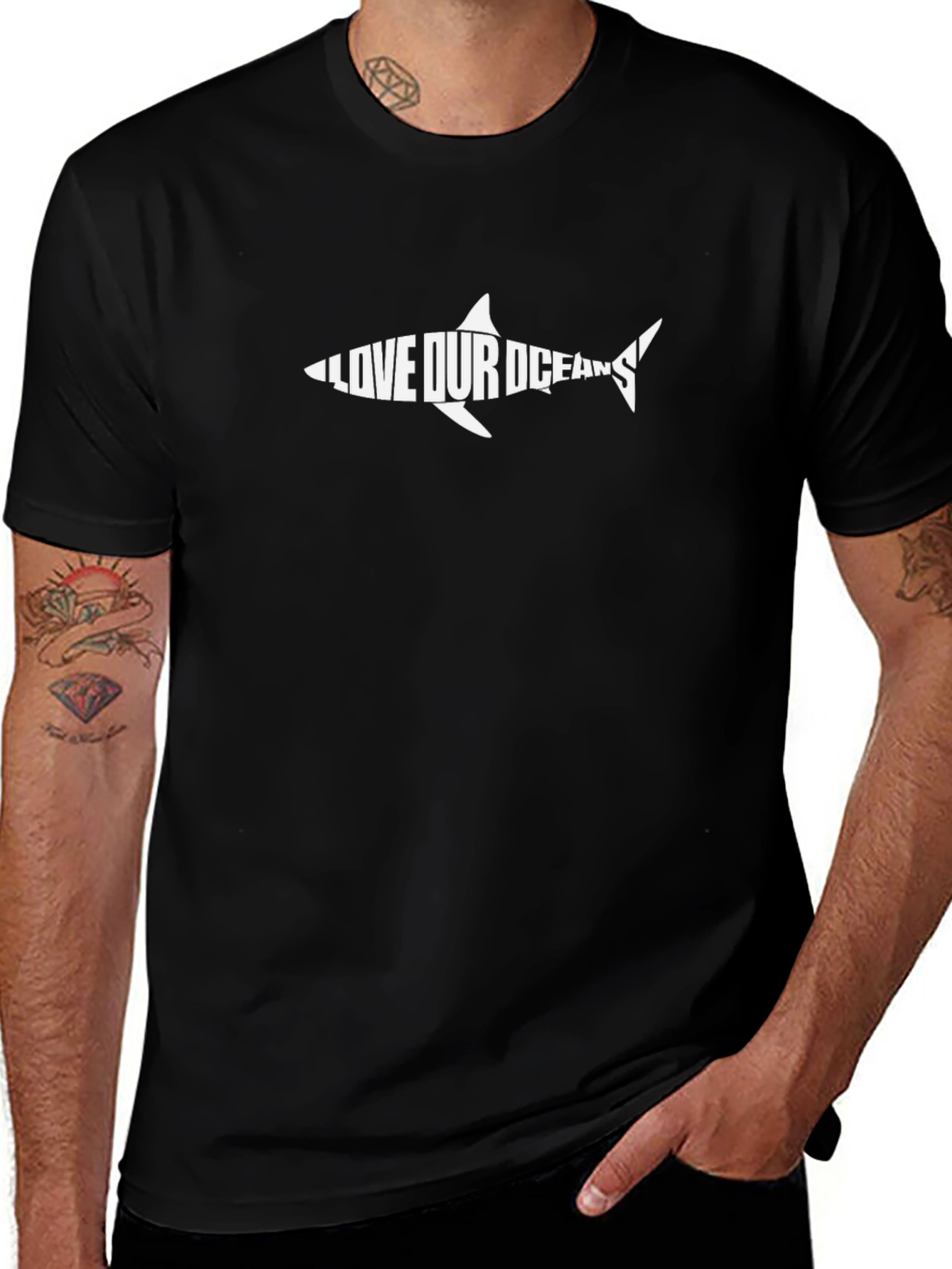 Love Our Oceans Shark Graphic Tee - Black