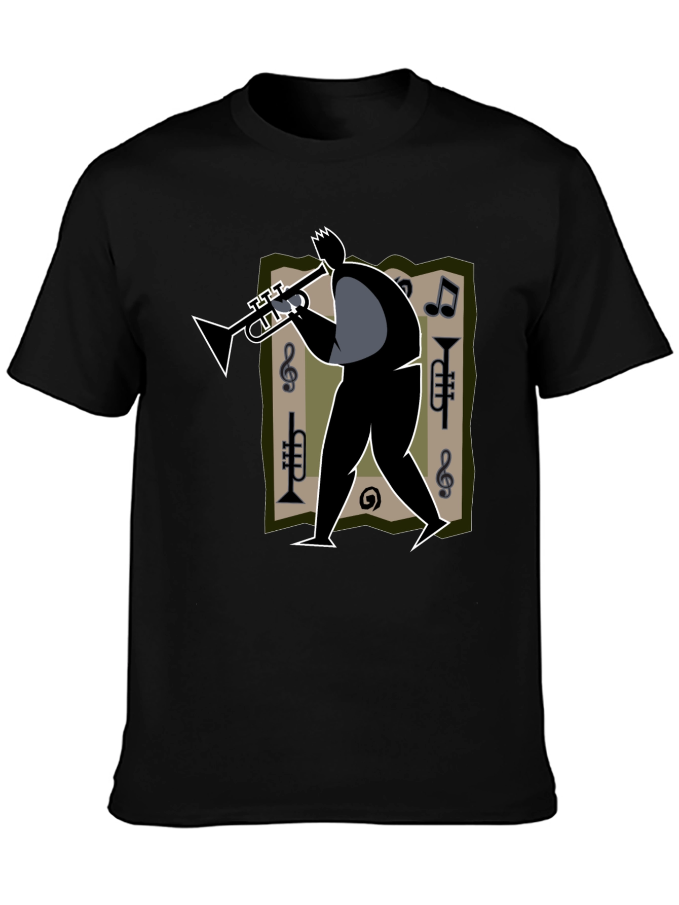 Jazz Musician Graphic Tee - Black Cotton T-Shirt