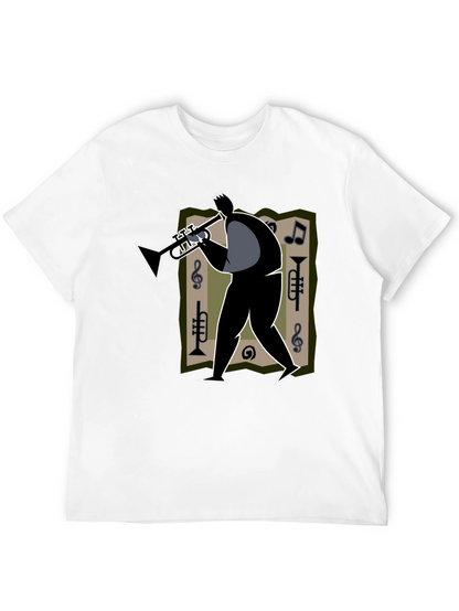 Jazz Musician Graphic Tee - Black Cotton T-Shirt