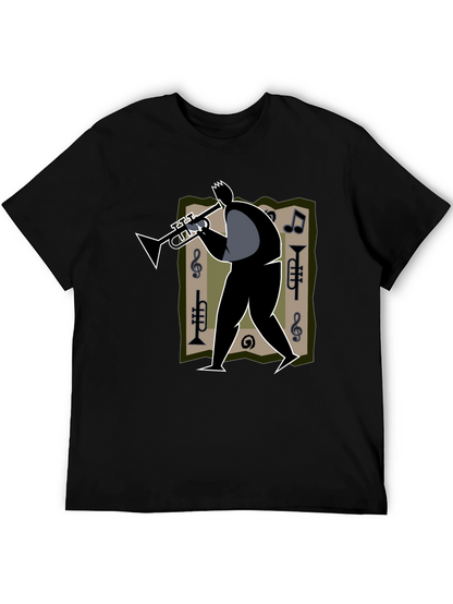 Jazz Musician Graphic Tee - Black Cotton T-Shirt