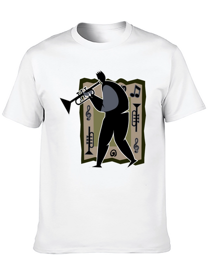 Jazz Musician Graphic Tee - Black Cotton T-Shirt