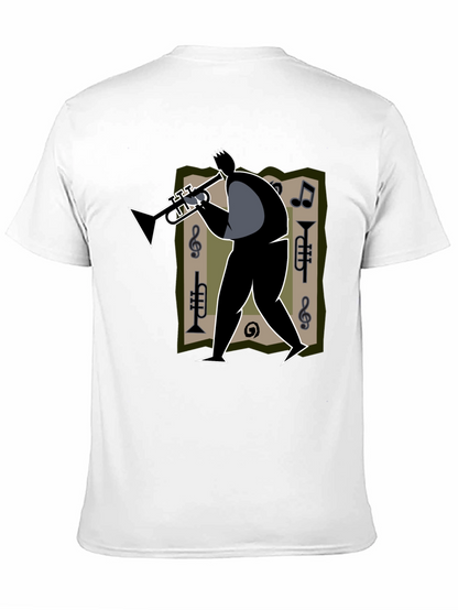 Jazz Musician Graphic Tee - Black Cotton T-Shirt