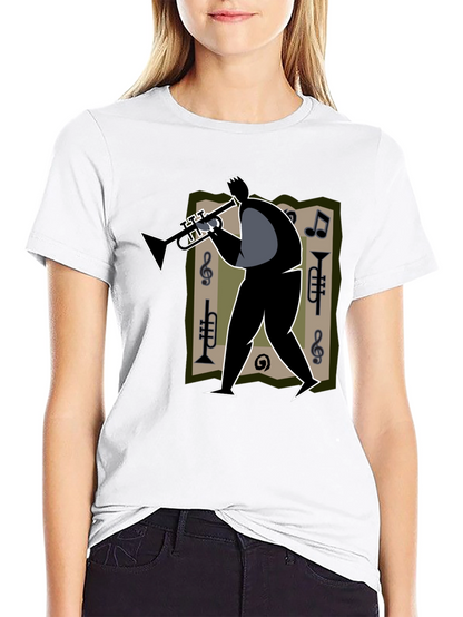 Jazz Musician Graphic Tee - Black Cotton T-Shirt