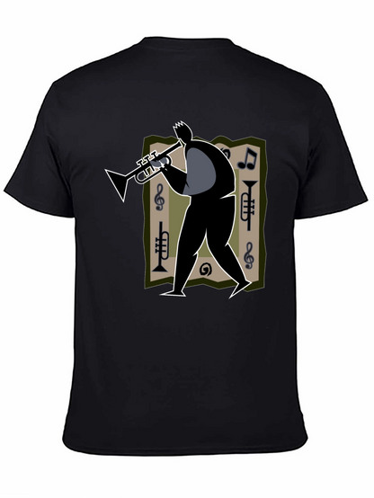 Jazz Musician Graphic Tee - Black Cotton T-Shirt