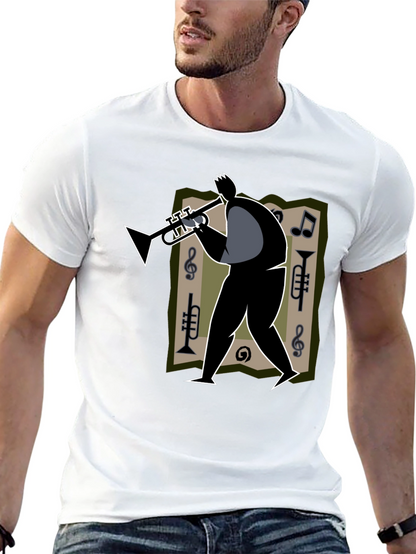 Jazz Musician Graphic Tee - Black Cotton T-Shirt