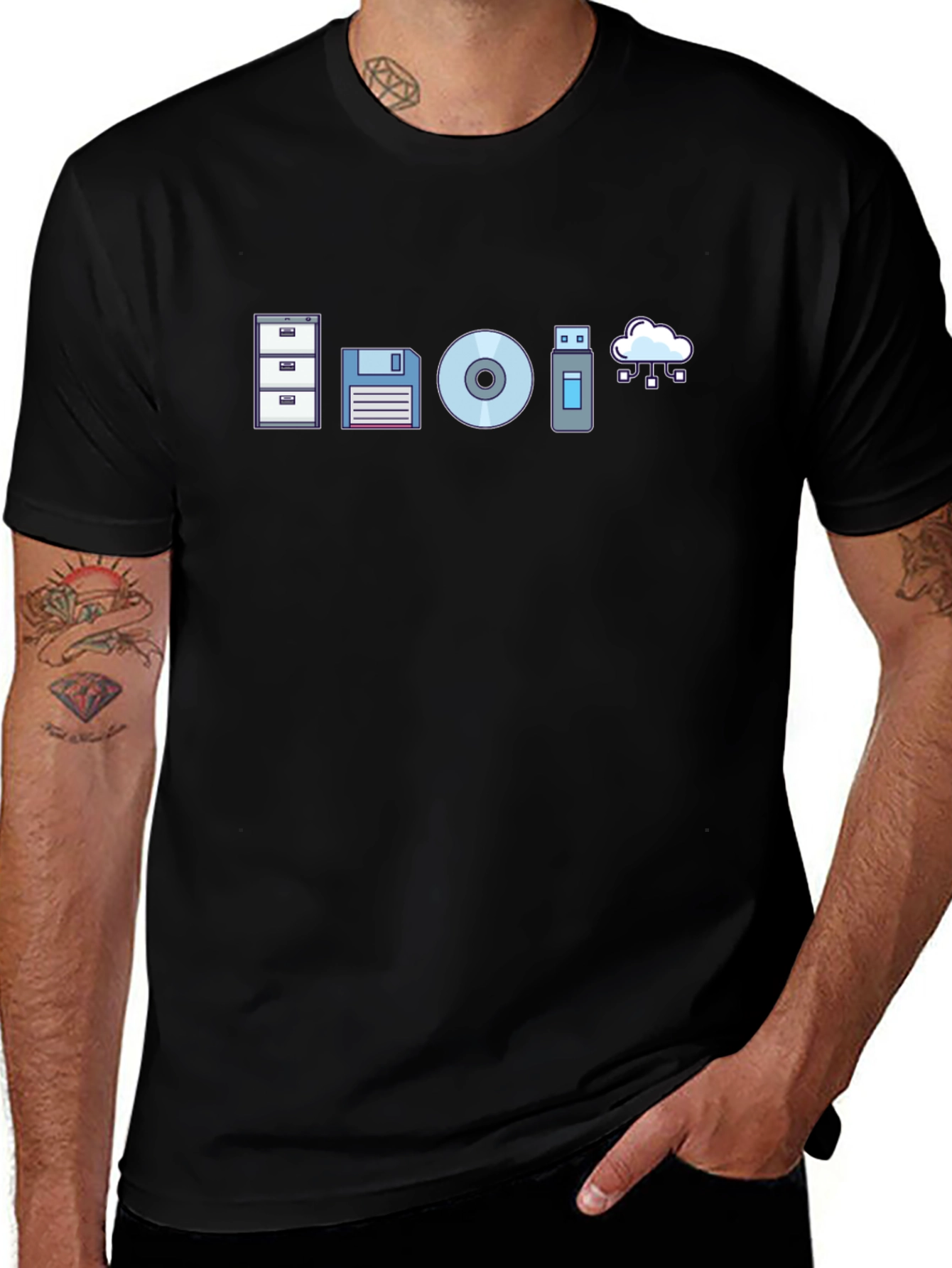 Data Storage Evolution Graphic Tee - Black