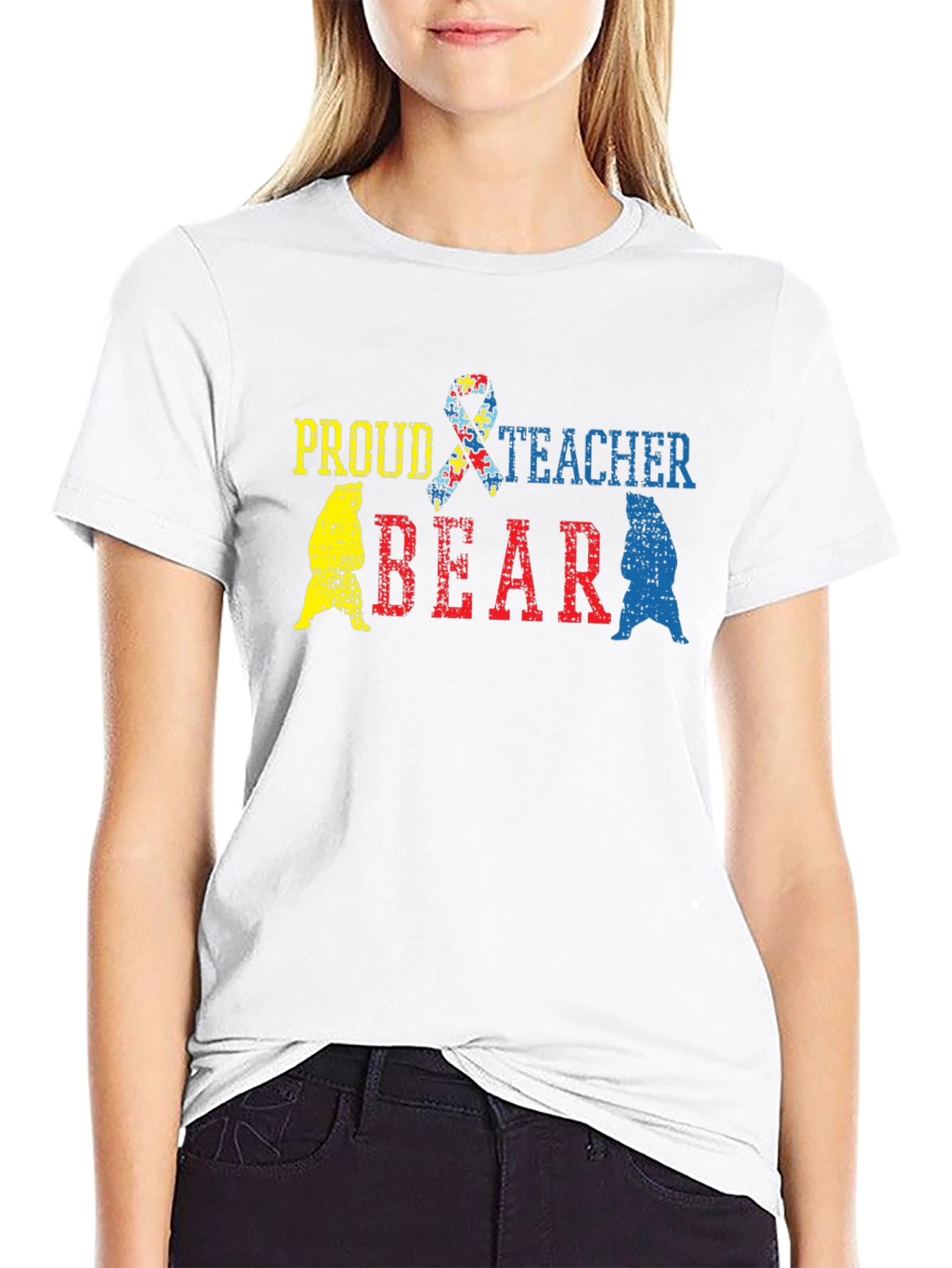 Proud Teacher Bear Autism Awareness T-Shirt