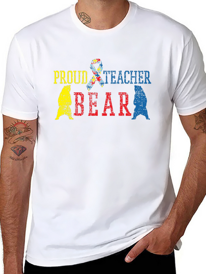 Proud Teacher Bear Autism Awareness T-Shirt