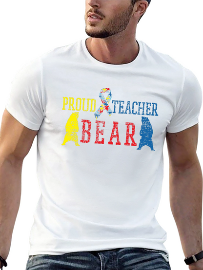 Proud Teacher Bear Autism Awareness T-Shirt
