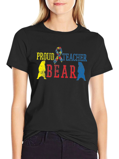 Proud Teacher Bear Autism Awareness T-Shirt